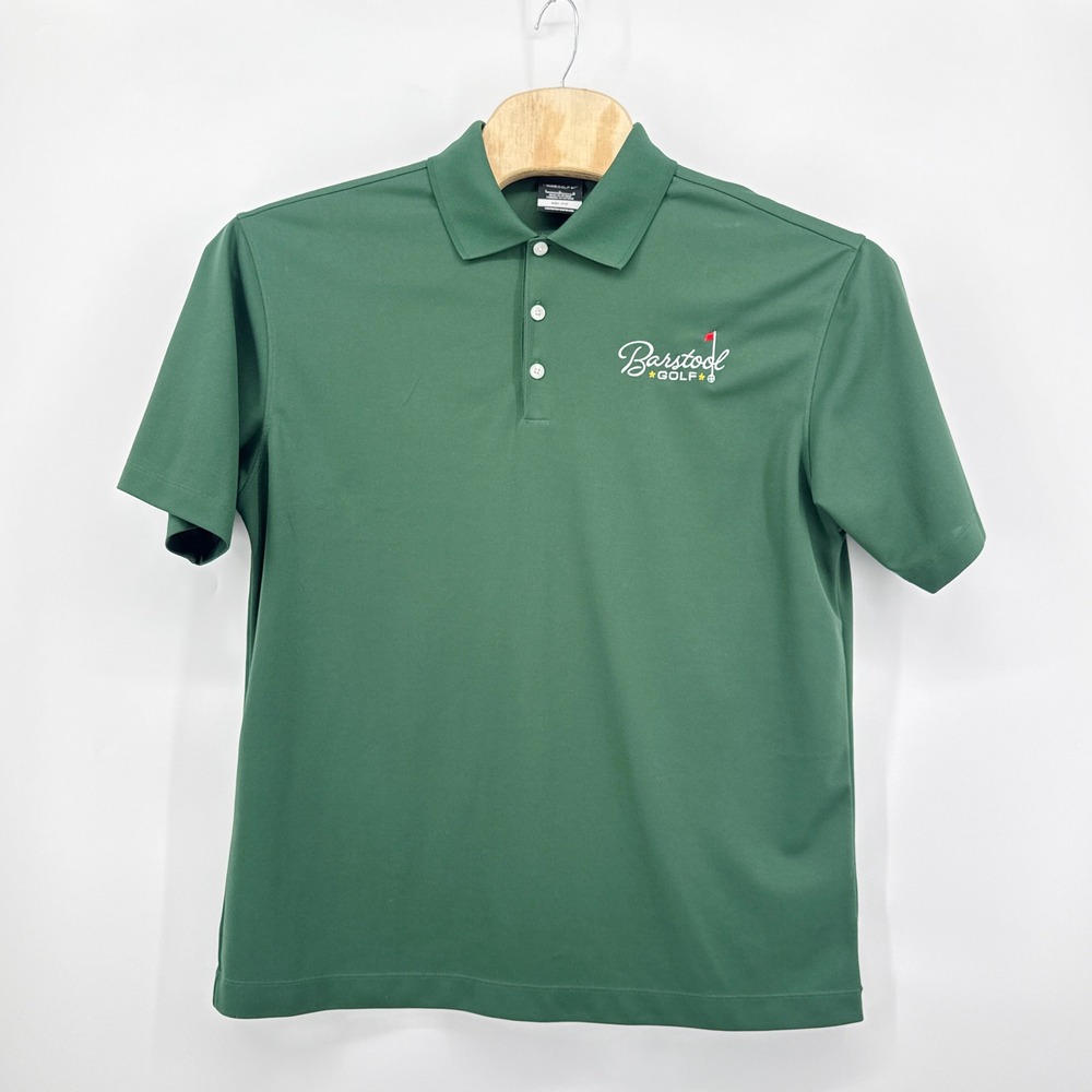 Nike Golf Barstool Sports Polo Shirt Mens L Green Dri Fit Fore Play Short Sleeve